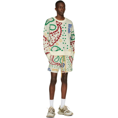 Shop Rhude Off-white Bandana Sweater In Creme/multi