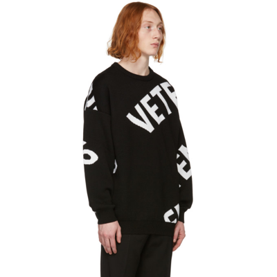 Shop Vetements Black Giant Logo Sweater