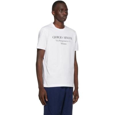 Shop Giorgio Armani White Logo T-shirt In U090 Bianco Ottico