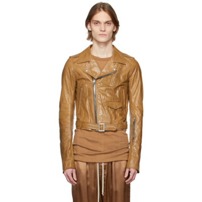 Shop Rick Owens Tan Leather Lukes Stooges Jacket In 24 Honey