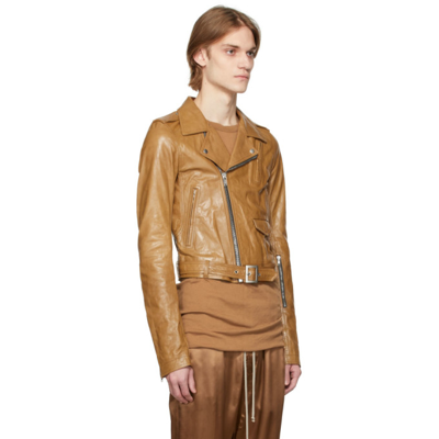 Shop Rick Owens Tan Leather Lukes Stooges Jacket In 24 Honey