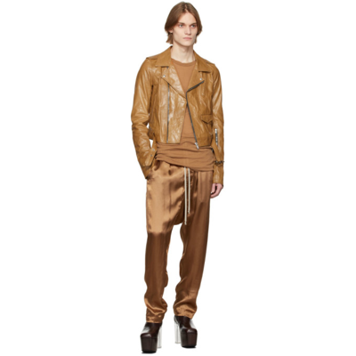 Shop Rick Owens Tan Leather Lukes Stooges Jacket In 24 Honey