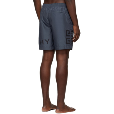 Shop Givenchy Navy Logo Swim Shorts In 495 Steel Blu