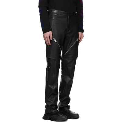 Shop Moncler Genius 6 Moncler 1017 Alyx 9sm Black Leather Pants In 999 Black