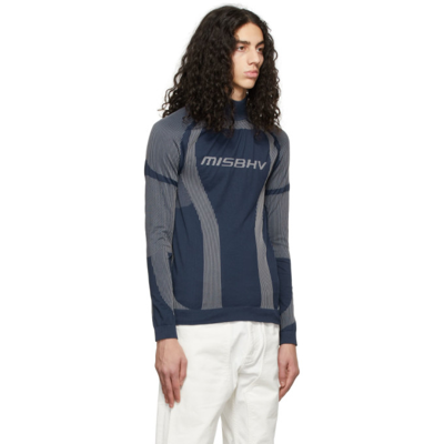 Shop Misbhv Navy & Grey Active Classic Long Sleeve Turtleneck In Navy/white