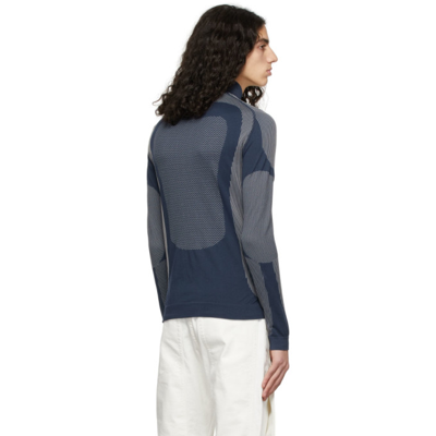 Shop Misbhv Navy & Grey Active Classic Long Sleeve Turtleneck In Navy/white