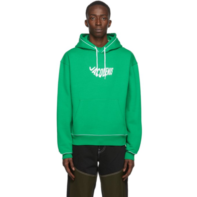 Shop Jacquemus Green 'le Sweatshirt Vague' Hoodie In Print Logo Wave Gree