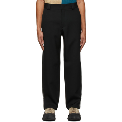 Shop Jil Sander Black Wool Gabardine Trousers In 001 - Black
