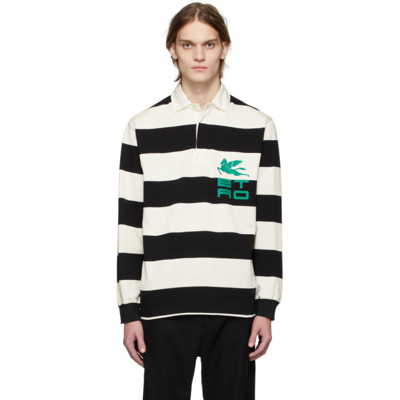 Shop Etro Black & White Stripe Polo In 0001 Nero