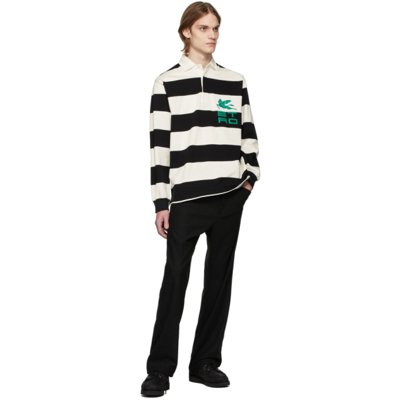 Shop Etro Black & White Stripe Polo In 0001 Nero