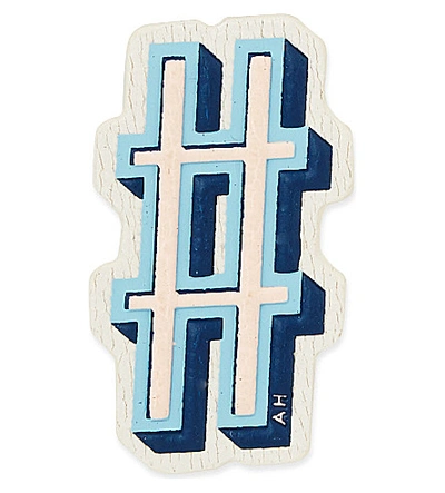 Shop Anya Hindmarch Hashtag Leather Sticker In Chalk