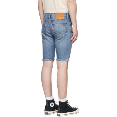 Shop Levi's Blue Distressed 412 Slim Shorts In Mind Pop Adv Short