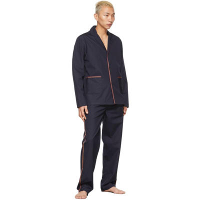 Shop Paul Smith Navy Cotton Artist Stripe Pyjama Set In 49 Blues