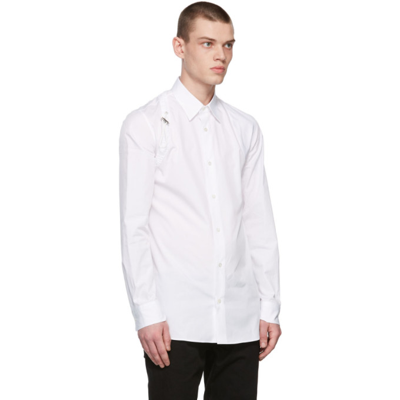 Shop Alexander Mcqueen White Cotton Poplin Harness Shirt In 9000 White
