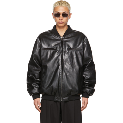 Shop Lu'u Dan Ssense Exclusive Reversible Black Faux-leather 80's Hong Kong Jacket