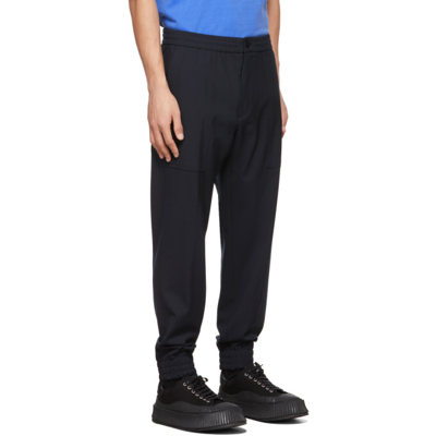 Shop Solid Homme Navy Wool Trousers In Navy 706n