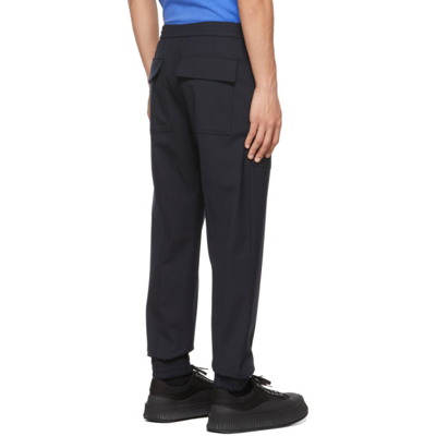 Shop Solid Homme Navy Wool Trousers In Navy 706n