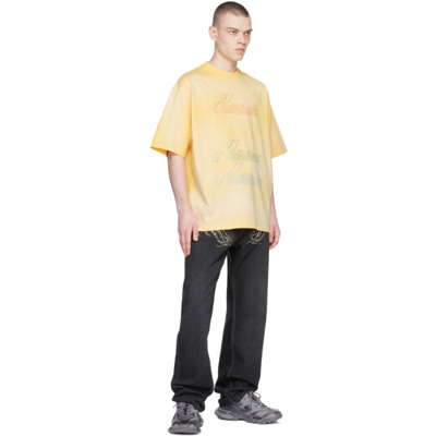 Shop We11 Done Yellow Iridescent Logo Bleached T-shirt