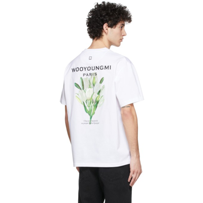 Shop Wooyoungmi White & Green Flower Logo T-shirt In White 701w