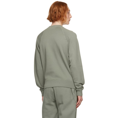 Shop Tom Ford Khaki Garment Dyed Sweatshirt In T43 Pale Sage