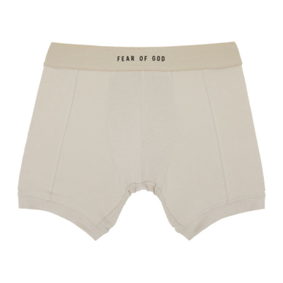 Shop Fear Of God Two-pack Beige Boxer Briefs In Cement