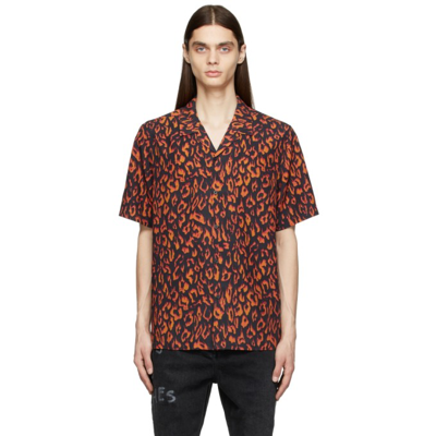 Shop Ksubi Black & Orange Fire Resort Shirt