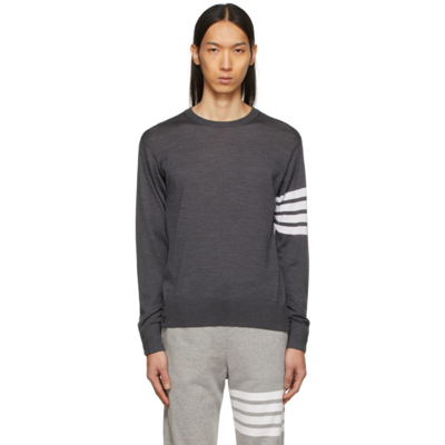 Shop Thom Browne Grey Merino 4-bar Sweater In 022 Dark Gr