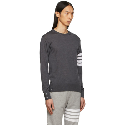Shop Thom Browne Grey Merino 4-bar Sweater In 022 Dark Gr