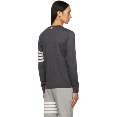 Shop Thom Browne Grey Merino 4-bar Sweater In 022 Dark Gr