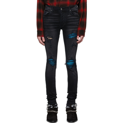 Shop Amiri Black Mx1 Cracked Paint Jeans In Aged Black