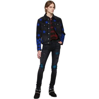 Amiri Mx1 Cracked Paint Skinny Jeans In Aged Black