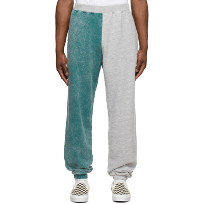 Shop Aries Green & Grey Colorblock Lounge Pants In Teal/ Grey