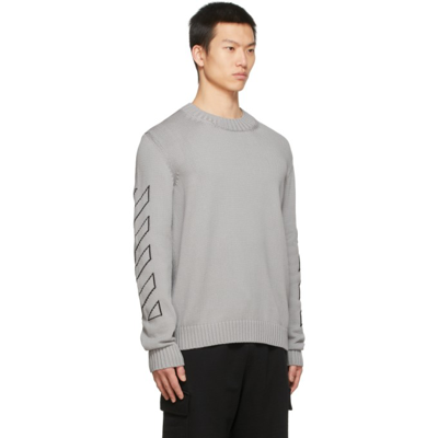 Shop Off-white Grey Diagonal Outline Sweater In Medium Grey
