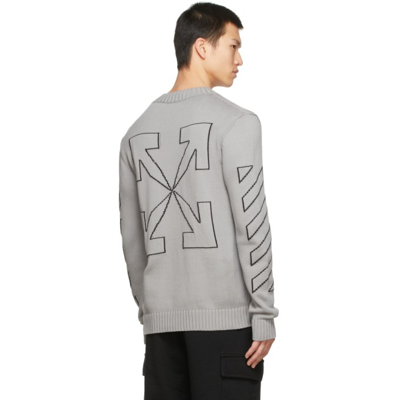 Shop Off-white Grey Diagonal Outline Sweater In Medium Grey
