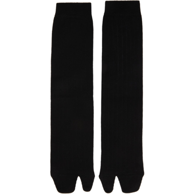 Shop Maison Margiela Black Tabi Bootleg Socks In 900 Black