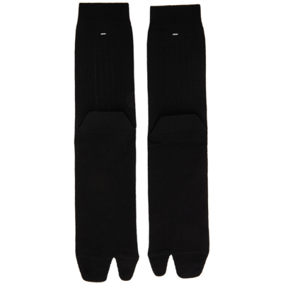Shop Maison Margiela Black Tabi Bootleg Socks In 900 Black
