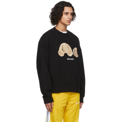 Shop Palm Angels Black Bear Sweatshirt In Black Brown