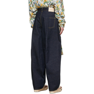 Shop Kidill Navy Tuck Jeans In Indigo