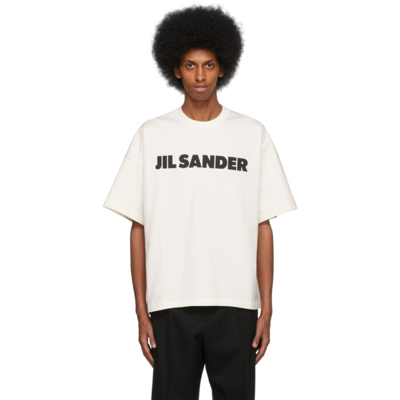 Shop Jil Sander Off-white Logo T-shirt In 102 - Natural