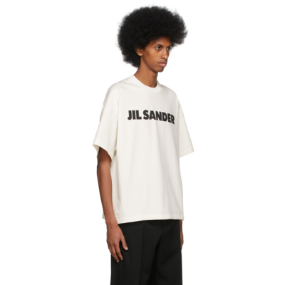 Shop Jil Sander Off-white Logo T-shirt In 102 - Natural