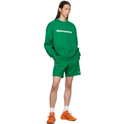Shop Adidas X Humanrace By Pharrell Williams Ssense Exclusive Green Humanrace Logo Sweatshirt In Green 020a