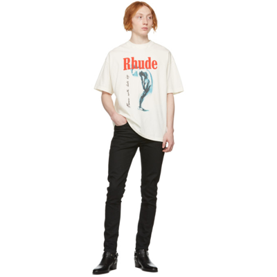 Rhude God Help Me Printed Cotton T-shirt In White | ModeSens