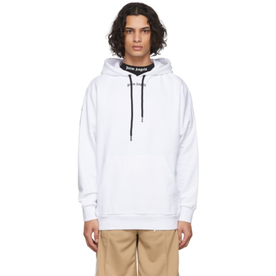 Shop Palm Angels White Classic Logo Hoodie In White Black