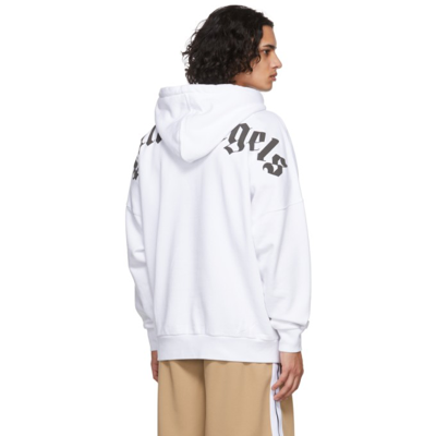 Shop Palm Angels White Classic Logo Hoodie In White Black