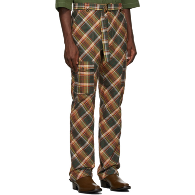 Shop Acne Studios Green Slim Combat Trousers In Green/red