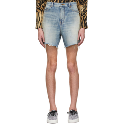 Shop Saint Laurent Blue California Shorts In 4567 Neat Santa Moni