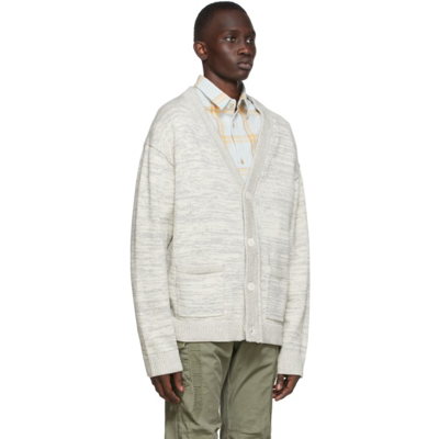 Shop John Elliott Grey Glitch Cardigan In Ivory X Ash