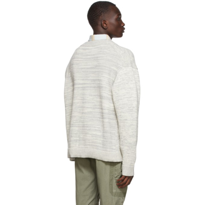 Shop John Elliott Grey Glitch Cardigan In Ivory X Ash