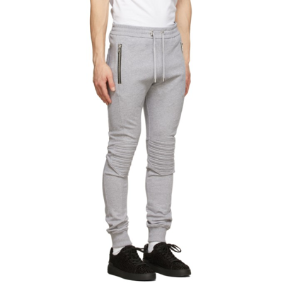 Shop Balmain Grey Embossed Logo Lounge Pants In 9ub Gris Chiné