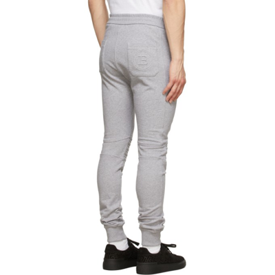 Shop Balmain Grey Embossed Logo Lounge Pants In 9ub Gris Chiné